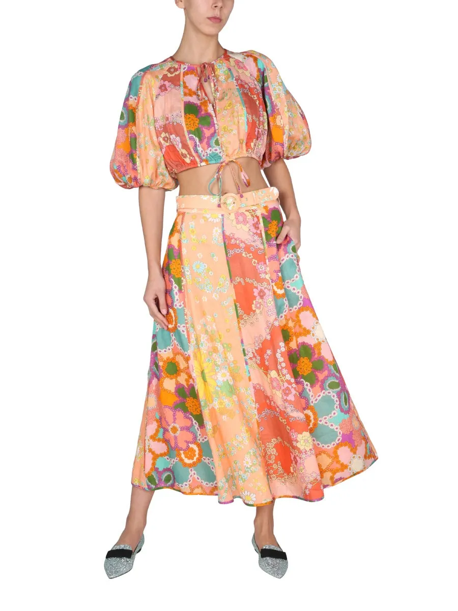 Zimmermann Lola Floral Printed Midi Skirt